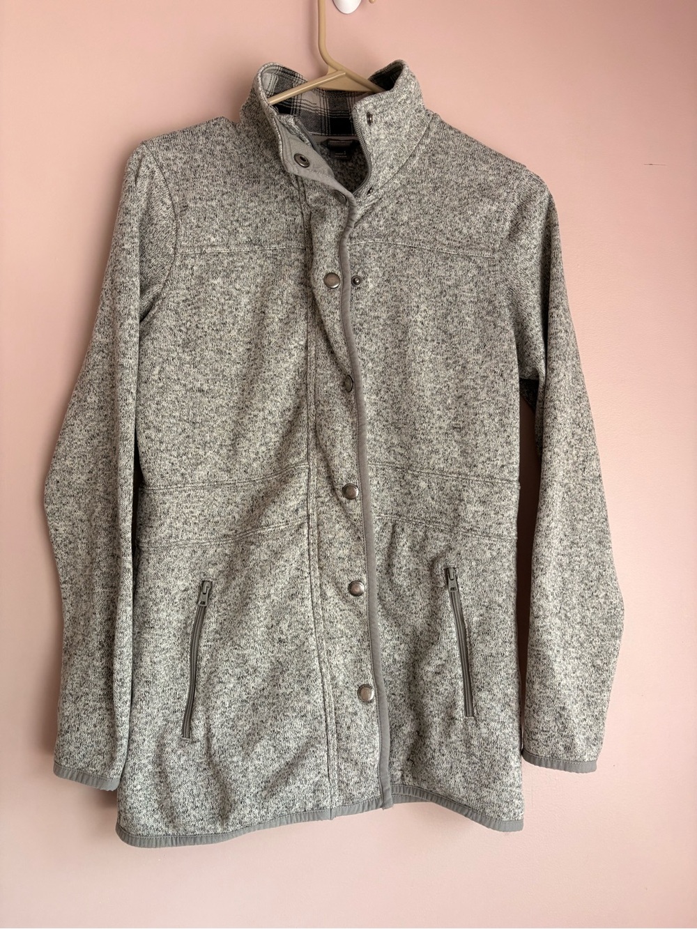 ❤️Eddie Bauer Gray Heather Knit-Texture Utility Jacket